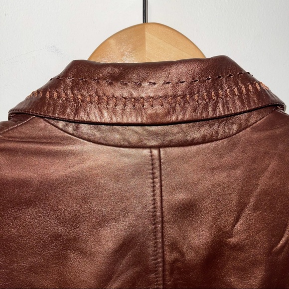 🚨SOLD🚨 CACHE 100% Lamb Leather Bronze Jacket/Blazer - Picture 9 of 13